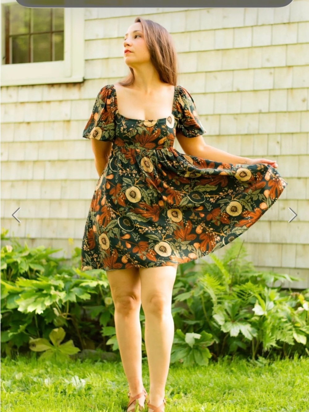Simka Sol Floral, fruit, leaves baby doll Mini Dress